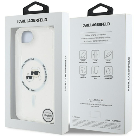 KARL LAGERFELD futerał do IPHONE 16e (SE 4 2025) kompatybilny z MagSafe KLHMPSE4HLSKCH (IML Metal KC Heads) biały