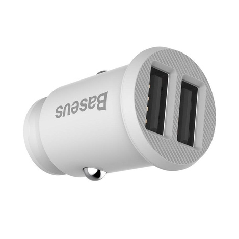 Baseus Grain - Ładowarka samochodowa 2 x USB, 5 V / 3.1 A (biały)