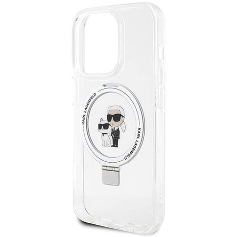Oryginalne Etui IPHONE 13 PRO Karl Lagerfeld Hardcase Ring Stand Karl&Choupettte MagSafe (KLHMP13LHMRSKCH) białe