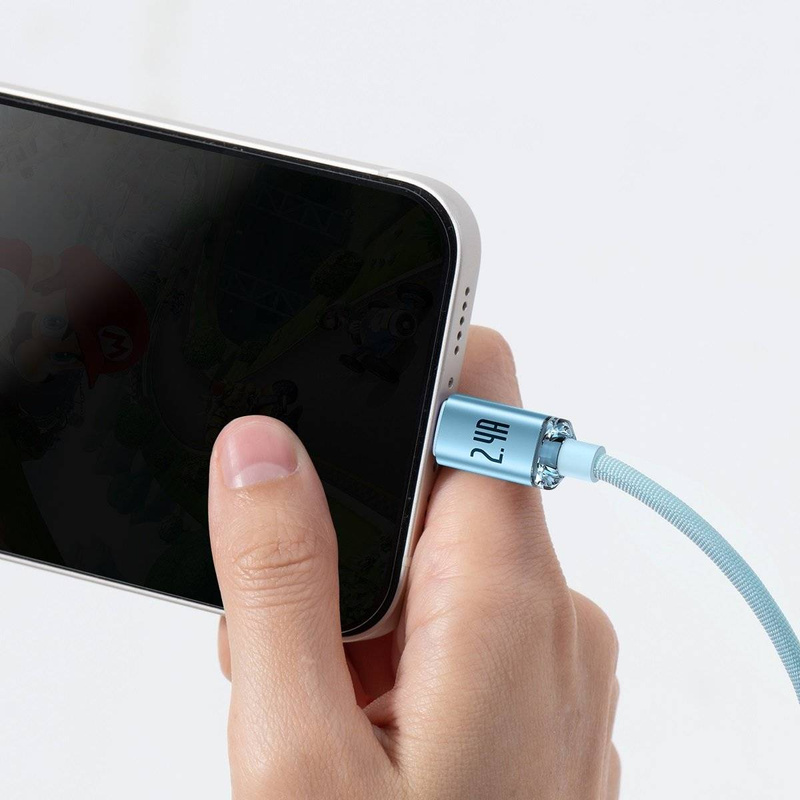 Baseus Crystal Shine Series USB-Kabel - Lightning 2,4A 20W 2m blau (CAJY001203)