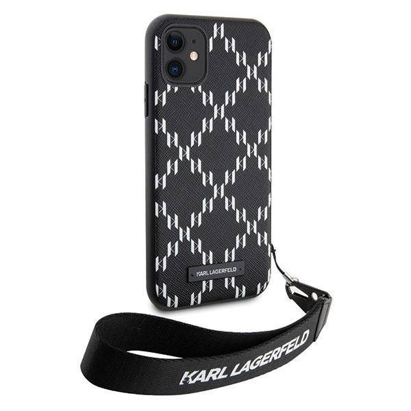 Karl Lagerfeld KLHCN61SAKLMBSK iPhone 11 / Xr 6,1&quot; schwarz/schwarzes Hardcase Monogram Losange Saffiano