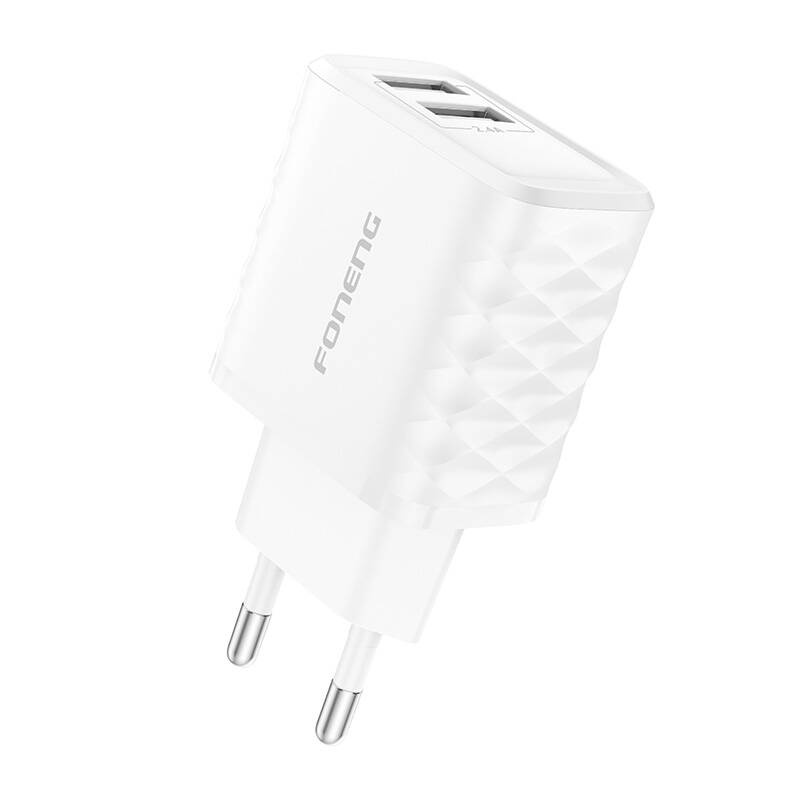 Ładowarka sieciowa Foneng EU53 20W 2xUSB-A,  2,4A (Biała) + kabel USB-A doLightning