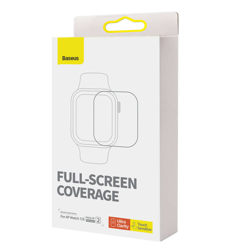 Set of 2x Baseus NanoCrystal protective film for Apple Watch 7/8 41mm + mounting kit - transparent