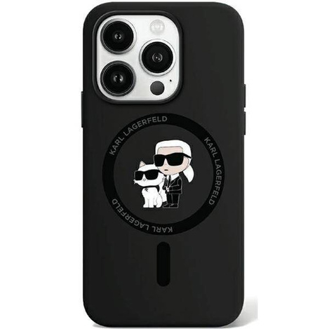 Oryginalne Etui KARL LAGERFELD hardcase Silicone Karl & Choupette MagSafe KLHMP15LSCMKCRHK do Iphone 15 Pro Czarny