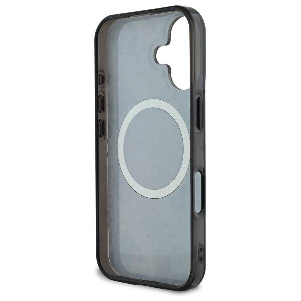 Original Handyhülle IPHONE 16 Guess Hardcase IML Peony On 4G Background MagSafe (GUHMP16SH4PYEEK) schwarz