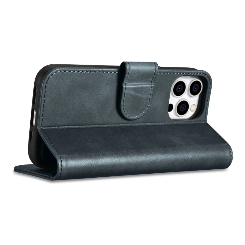 iCarer Oil Wax Wallet Case 2in1 Cover iPhone 14 Pro Anti-RFID Leather Flip Case Blue (WMI14220722-BU)