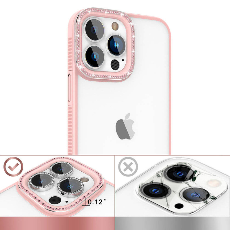 Kingxbar Sparkle Series Hülle iPhone 13 Pro mit Kristallen Rückseite rosa