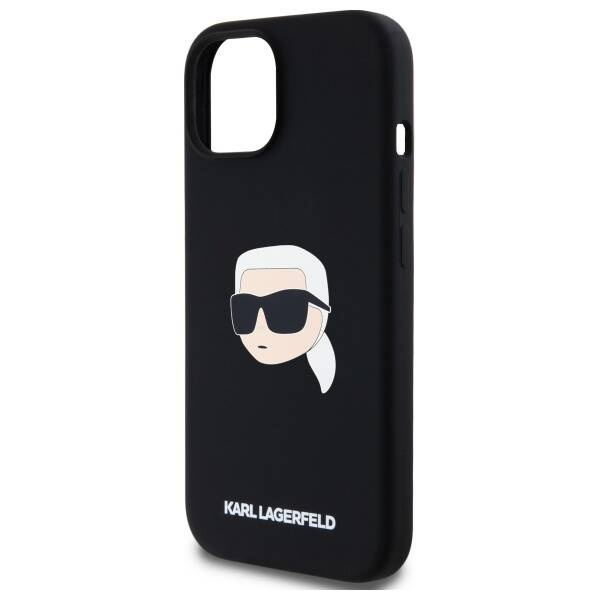 KARL LAGERFELD futerał do IPHONE 15 kompatybilny z MagSafe KLHMP15SSKHPPLK (SIL KL Head Print) black