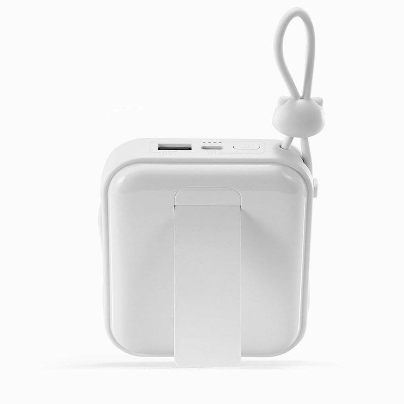 Joyroom power bank with USB C and Lightning cables and stand Cutie Series 10000mAh 22.5W white (JR-L008)