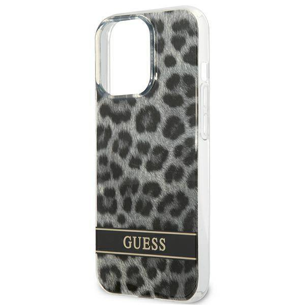 Schutzhülle IPHONE 13 PRO Guess Hardcase Leopard (GUHCP13LHSLEOK) grau