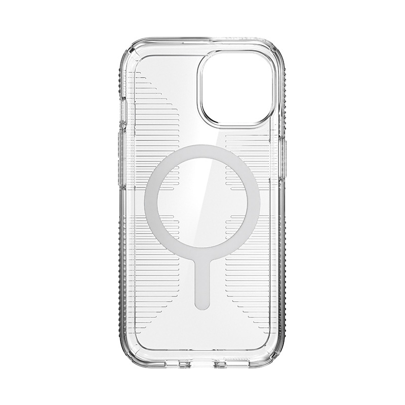 Speck Gemshell Grip + MagSafe - Etui do iPhone 15 / iPhone 14 / iPhone 13 (Clear / Chrome Finish)