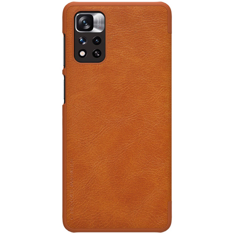 Nillkin Qin Case Cover for Xiaomi Redmi Note 11 Pro + (China) / Redmi Note 11 Pro (China) Camera Protector Holster Cover Flip Cover Brown