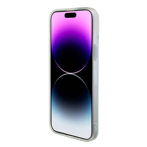 Original Handyhülle APPLE IPHONE 15 PRO MAX Guess Hardcase IML Iridescent MagSafe (GUHMP15XHITSQ) türkis