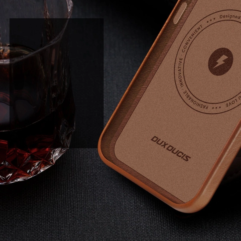 Dux Ducis Naples iPhone 14 Plus Hülle magnetische Leder MagSafe Hülle braun