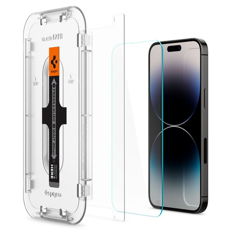 GEHÄRTETES GLAS Spigen GLAS.TR „EZ FIT“ 2ER-PACK IPHONE 14 PRO KLAR