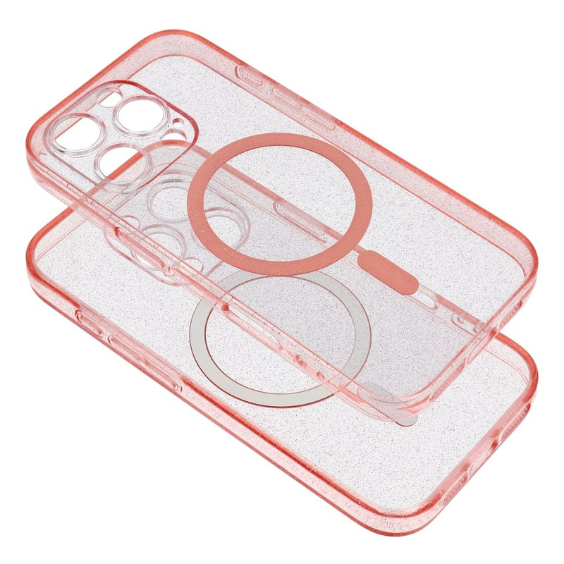 Futerał CLEAR MAG COVER z ochroną aparatu kompatybilny z MagSafe do IPHONE 16 Plus pink glitter