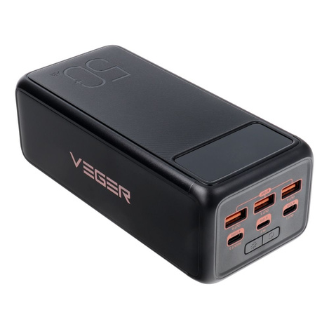 Bateria zewnętrzna (Powerbank) VEGER Tank Boost - 56 000mAh LCD Quick Charge PD 130W czarny (W5001C)