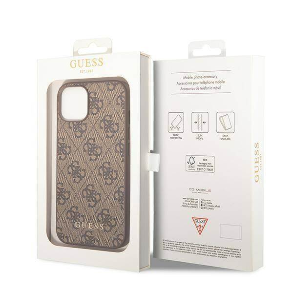 Guess GUHCP15MG4GFBR iPhone 15 Plus 6.7&quot; brown/brown hard case 4G Metal Gold Logo