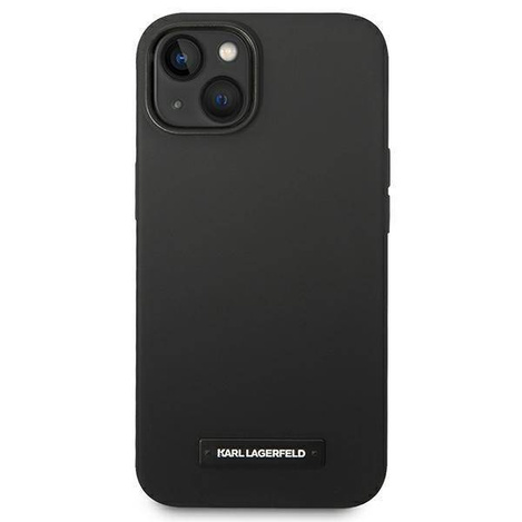 Original Case IPHONE 14 PLUS Karl Lagerfeld Hardcase Silicone Plaque Magsafe black