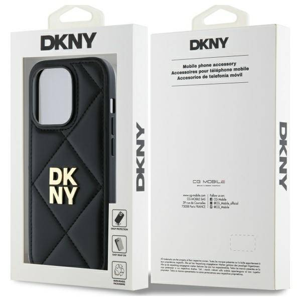 Original Case IPHONE 14 PRO DKNY Quilted Stack Logo (DKHCP14LPQDSLK) black