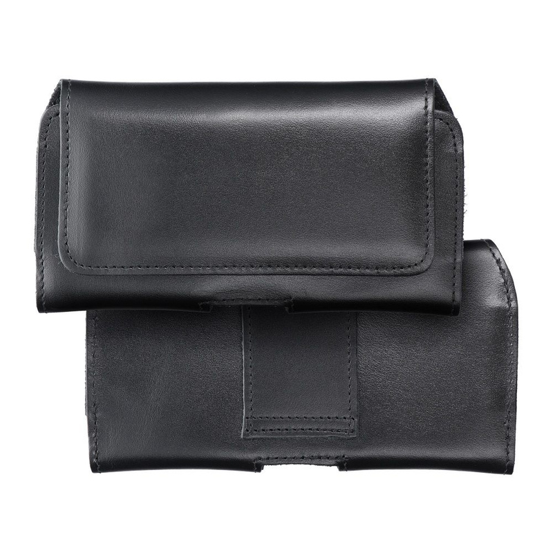 Skórzana uniwersalna kabura pozioma do paska - ROYAL / czarny - Rozmiar 2XL - do SAMSUNG A21s / S20 ULTRA / S21 ULTRA / A70 / A71 / XIAOMI REDMI 9 / HUAWEI P SMART PRO