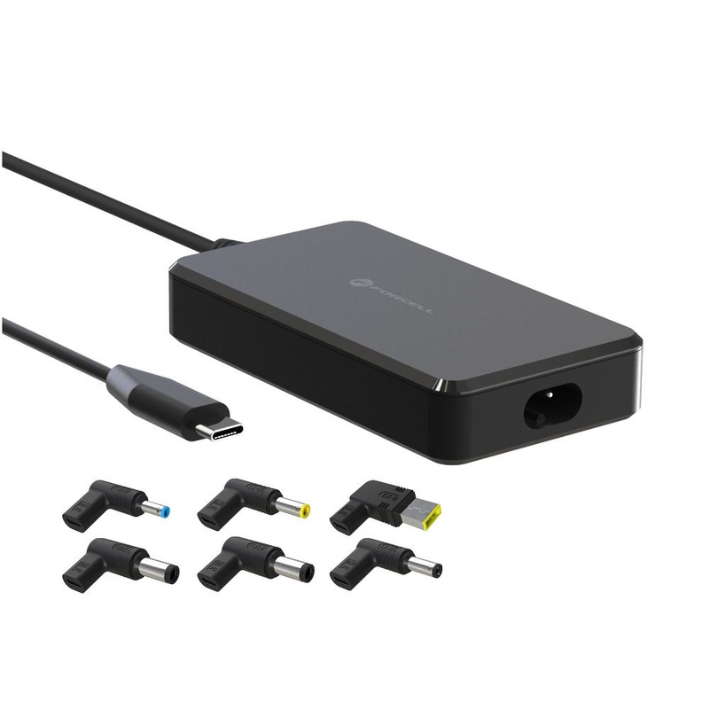 Uniwersalny zasilacz do laptopa 65W Forcell F-Energy E856 (6 końcówek) czarny
