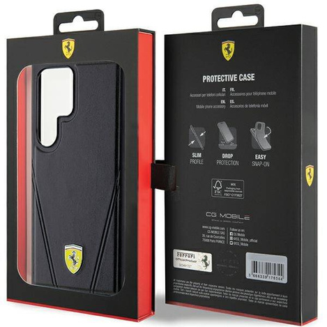 Oryginalne Etui FERRARI hardcase Hot Stamp V Lines MagSafe FEHMS24LP3BAK do Samsung Galaxy  S24 Ultra Czarny