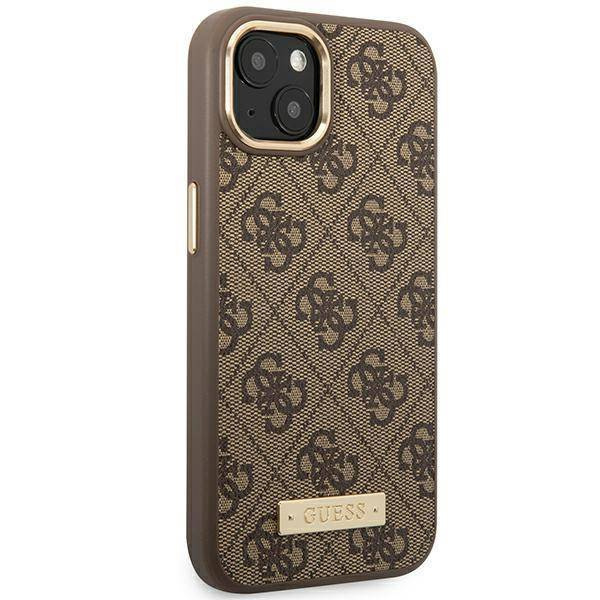 Guess GUHMP14MU4GPRW iPhone 14 Plus 6,7" brązowy/brown hard case 4G Logo Plate MagSafe