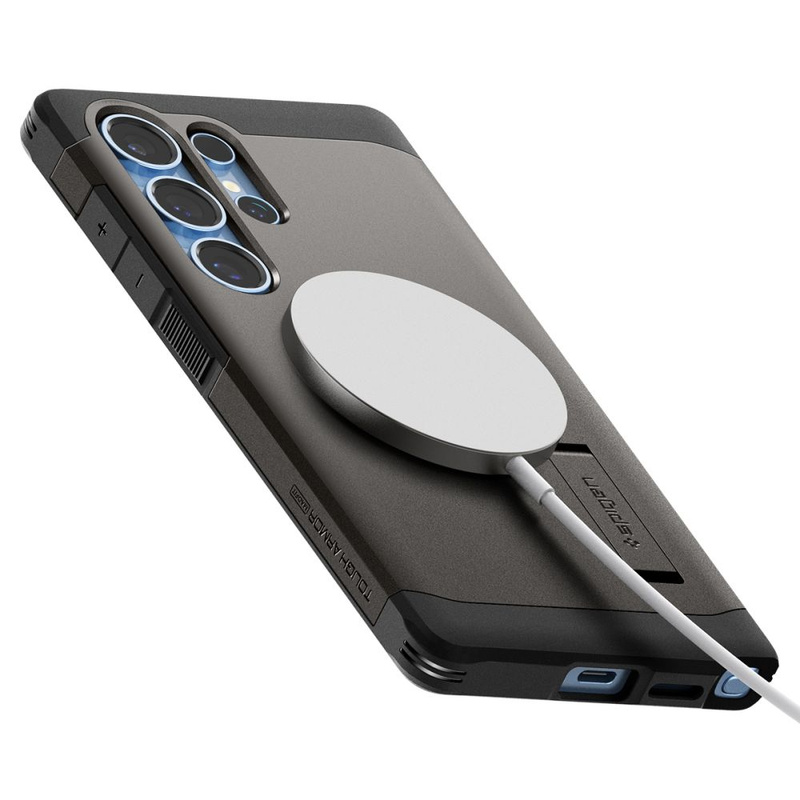 Spigen nakładka Tough Armor MagSafe do Samsung Galaxy S25 Ultra Szara Metaliczna