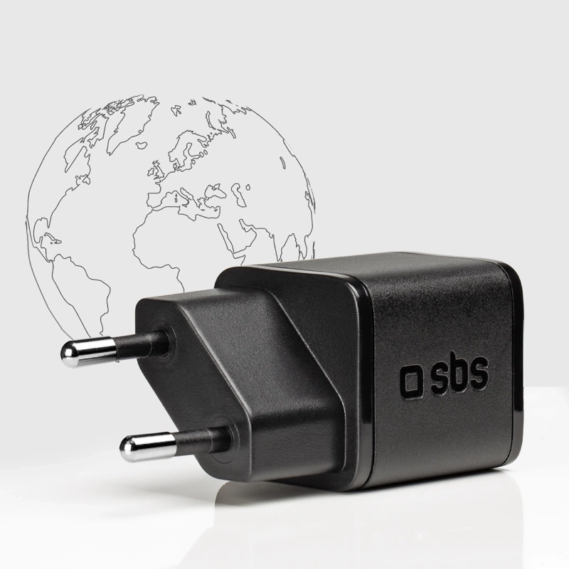 SBS TETRGAN1C20K 20W GaN USB-C Wall Charger with Power Delivery - Black