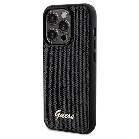 Guess nakładka do iPhone 14 Pro Max 6,7&quot; GUHCP14XPSFDGSK HC SEQUIN SCRIPT METAL czarna