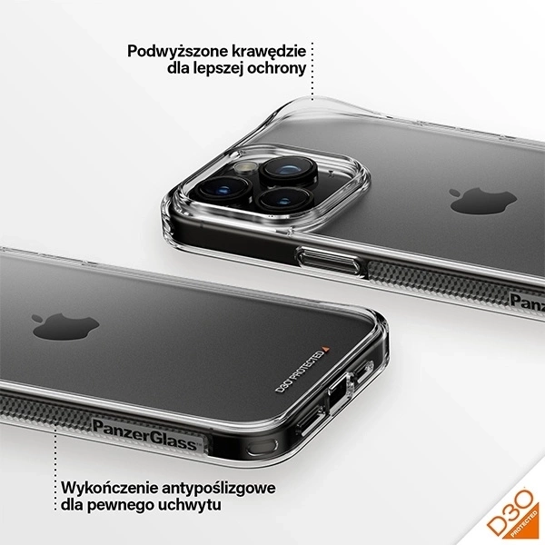 Etui PanzerGlass HardCase z D3O i certyfikatem Military Grade na iPhone 15 Pro Max - przezroczyste