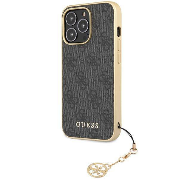 Guess GUHCP15LGF4GGR iPhone 15 Pro 6,1" grau/graues Hardcase 4G Charms Collection