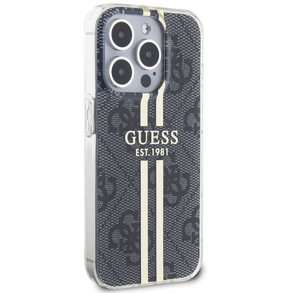 Oryginalne Etui GUESS Hardcase GUHCP15LH4PSEGK do iPhone 15 Pro (4G Gold  Stripe / czarny)