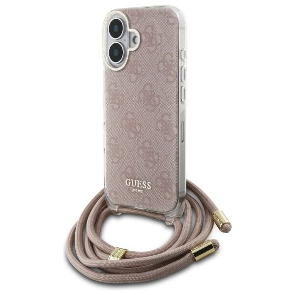 Oryginalne Etui IPHONE 16 Guess Hardcase Crossbody Cord 4G Print (GUHCP16SHC4SEP)