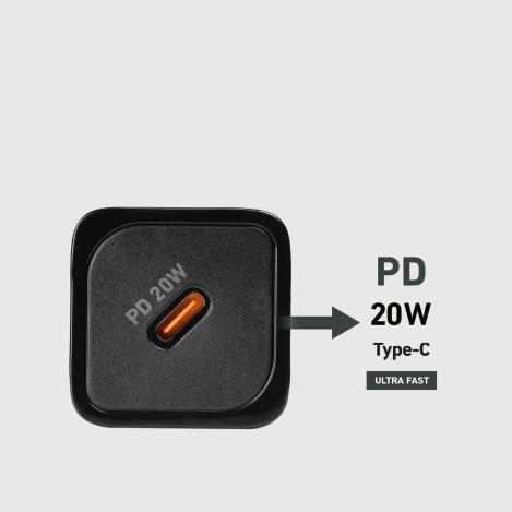 SBS TETRGAN1C20K 20W GaN USB-C Wandladegerät mit Power Delivery – Schwarz