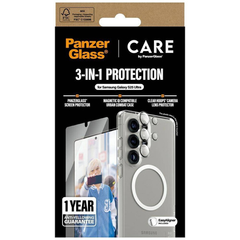 Zestaw ochronny CARE by PanzerGlass Flagship 3w1 Etui+Szkło+Lens do Samsung Galaxy S25 Ultra