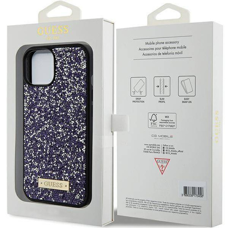Guess nakładka do iPhone 15 6,1" GUHCP15SPFGSBSP jasnoróżowa HC Rhinestone Meta Logo
