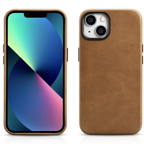 iCarer Oil Wax Premium Leather Case iPhone 14 Magnetic Leather Case with MagSafe Brown (WMI14220701-TN)