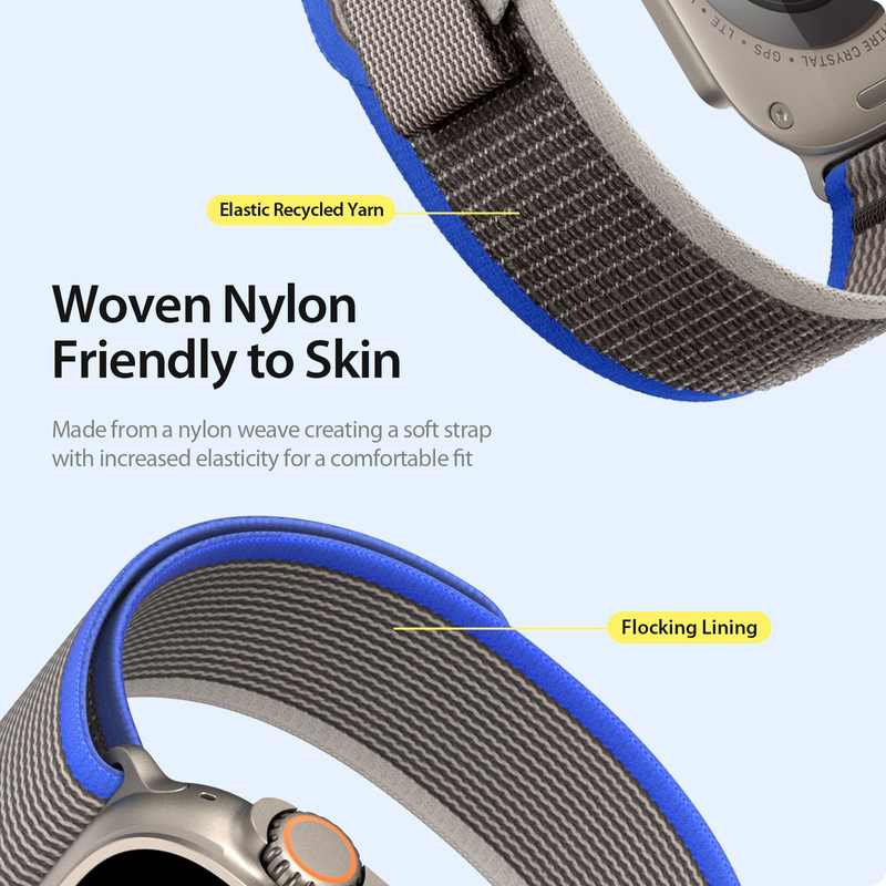 Sportowy pasek na rzepy do Apple Watch Ultra / 8 / 7 / 6 / SE / 5 / 4 / 3 / 2 / 1 (42, 44, 45, 49 mm) Dux Ducis Strap YJ Version - niebiesko-szary