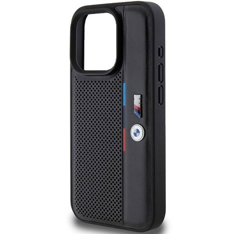 BMW Perforierte Tricolor Line Hülle für iPhone 15 Pro Max – Schwarz
