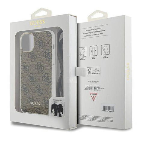 Guess Crossbody Cord 4G Print Hülle für iPhone 15 / 14 / 13 – braun