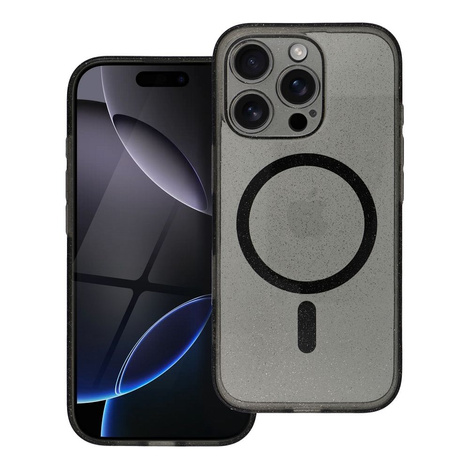 Futerał CLEAR MAG COVER z ochroną aparatu kompatybilny z MagSafe do IPHONE 16 Pro Max black glitter