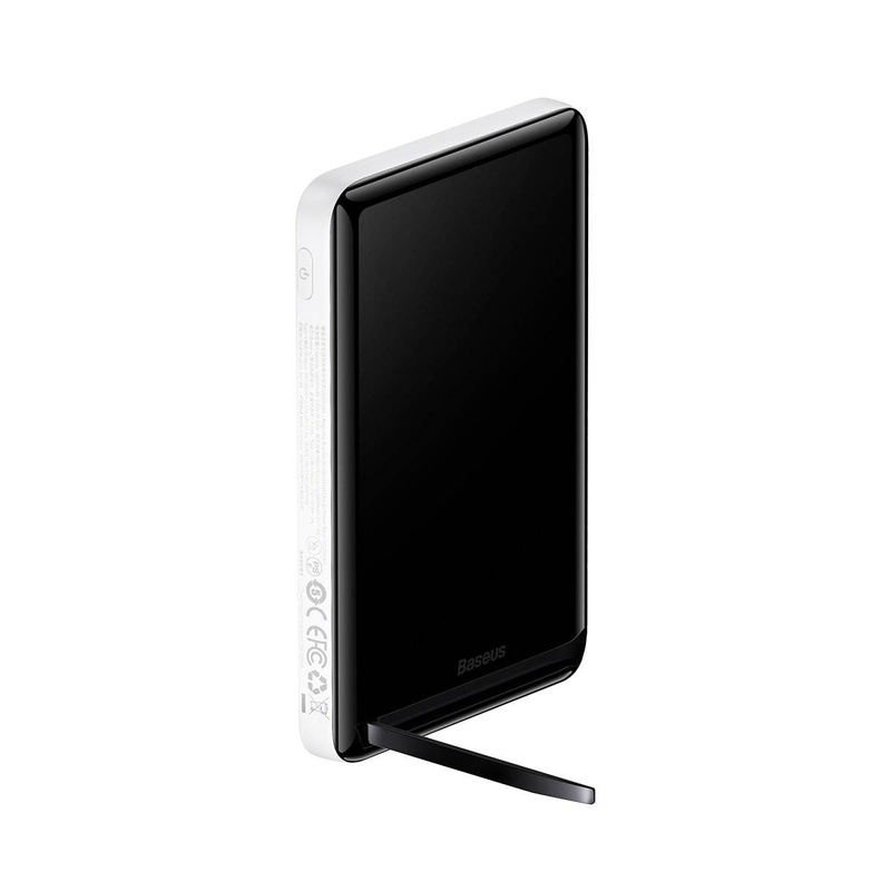 Baseus Magnetic Bracket Powerbank mit MagSafe Wireless Charging 10000mAh 20W Overseas Edition weiß (PPCX000202) + USB Type C Baseus Xiaobai Series 60W 0.5m