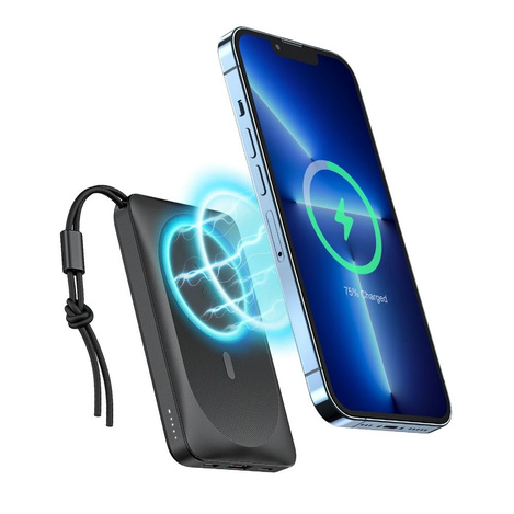 Bateria zewnętrzna (Powerbank) VEGER MagOn z ładowaniem indukcyjnym kompatybilny z MagSafe 15W - 10 000mAh PD 22,5W biały (VP1151 / W1151)
