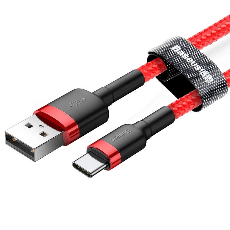Baseus Cafule Cable - Kabel do ładowania i transmisji danych USB do USB-C 3 A, 1 m (czerwony)