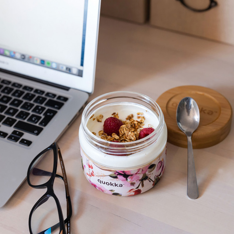 Quokka Deli Food Jar - Pojemnik szklany na żywność / lunchbox 500 ml (Dark Flowers)