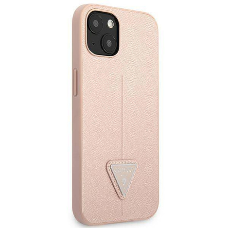 Original Case IPHONE 14 PLUS Guess Hardcase Saffianotriangle Logo (GUHCP14MPSATLP) pink