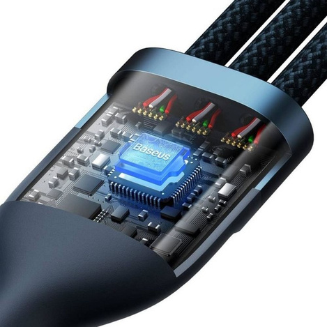 Baseus Flash Series II USB Typ C / USB Typ A Kabel - USB Typ C / Lightning / Micro USB 100 W 1,2 m blau (CASS030103)