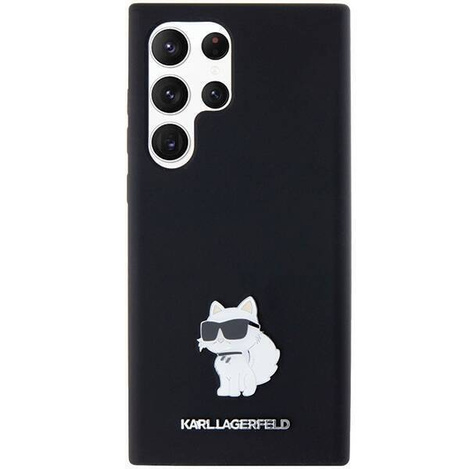 Oryginalne Etui KARL LAGERFELD hardcase Silicone Choupette Metal Pin KLHCS24LSMHCNPK do Samsung Galaxy S24 Ultra czarny
